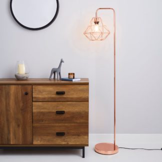 An Image of Bremen Copper Floor Lamp Pink and Brown