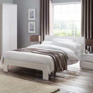 An Image of Manhattan High Gloss Bed Frame White