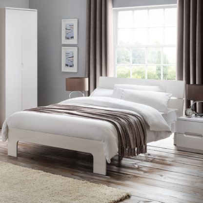 An Image of Manhattan High Gloss Bed Frame White