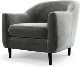 An Image of Custom MADE Tubby Armchair, Steel Grey Velvet with Black Wood Legs