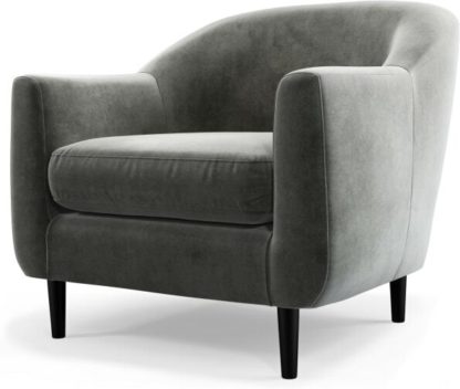 4bcea038e7ba7380e126aaae80c30750ed7171729fdd048ec34c5982598346a9.jpg An Image of Custom MADE Tubby Armchair, Steel Grey Velvet with Black Wood Legs
