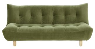 An Image of Habitat Kota 3 Seater Velvet Clic Clac Sofa - Green