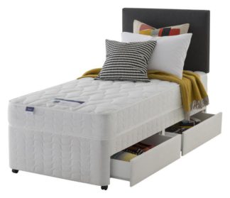 An Image of Silentnight Travis Microquilt 2 Drw Single Divan Bed - White