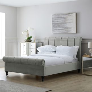 An Image of Classic Grey Pleated Bed Grey