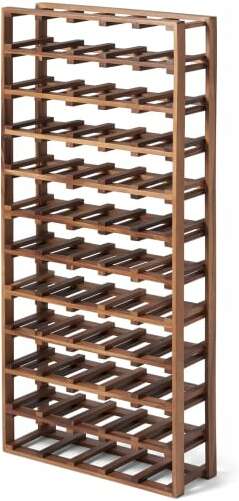 An Image of Clover 55-Bottle Wine Rack, Natural Acacia Wood