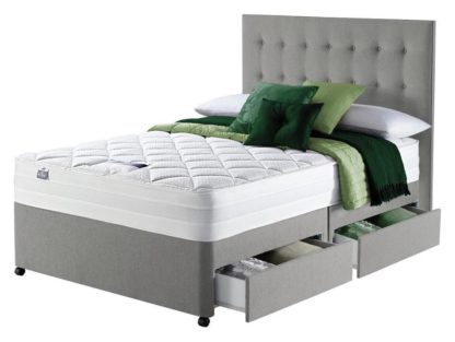 An Image of Silentnight Knightly 2000 4 Drawer Kingsize Divan Bed - Grey