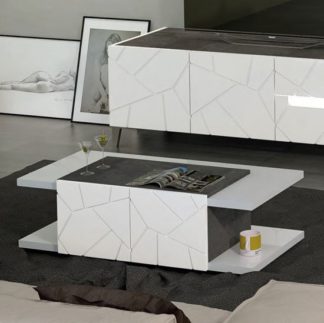 An Image of Venice Coffee Table In White High Gloss And Slate Effect Details