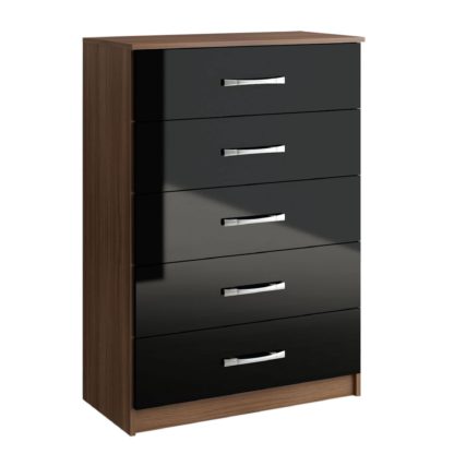 4d6c4424d7df594735c56474dcd04416e8f1926e0b766b730a5362ed2ba88101.jpg An Image of Lynx Walnut and Black 5 Drawer Chest Black