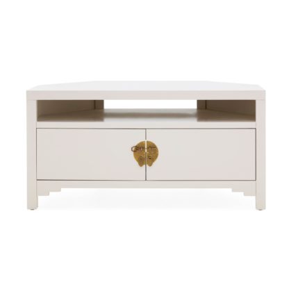 An Image of Hanna Oyster Corner TV Stand Oyster