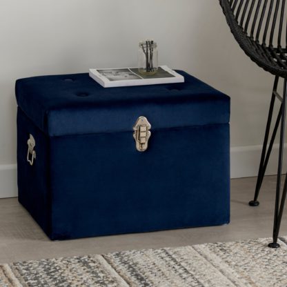 An Image of Luxe Navy Velvet Trunk Navy