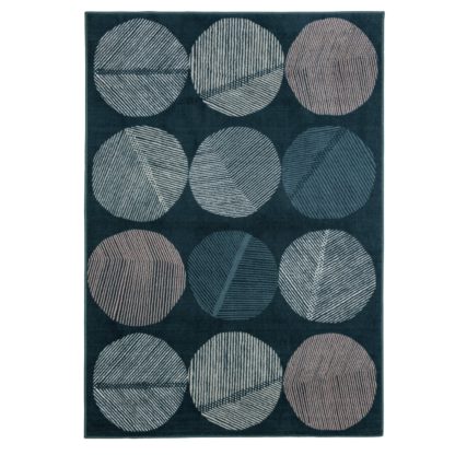 An Image of Habitat Statement Skandi Geo Leaf Rug - 120x170cm - Navy