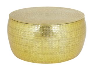 An Image of Habitat Sona Gold Storage Hammered Aluminium Coffee Table