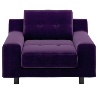An Image of Habitat Hendricks Purple Velvet Armchair