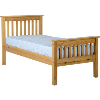 4e74137ddc9e5f80dd701e22abcdb4e91a1e2305803d63d82c54ac080b861ac7.jpg An Image of Monaco Pine High Foot End Bed Frame Brown