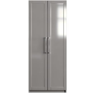 An Image of One Call Colby Gloss 2 Door Wardrobe - Dark Grey