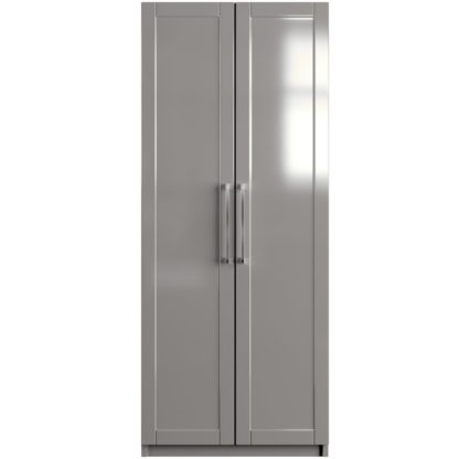 An Image of One Call Colby Gloss 2 Door Wardrobe - Dark Grey