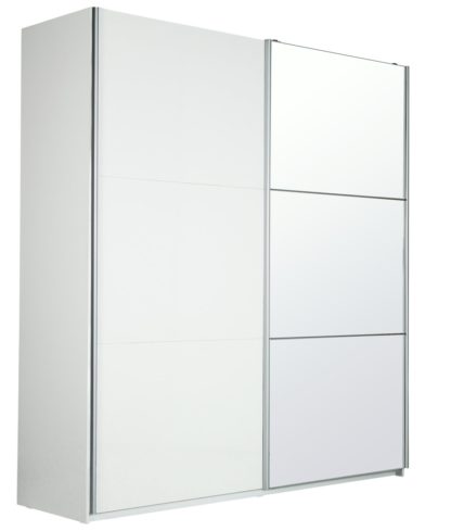 An Image of Habitat Holsted Lrg White Gloss &Mirror Sliding Wardrobe