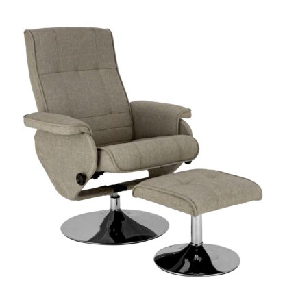 An Image of Argos Home Rowan Fabric Swivel Chair & Footstool - Charcoal