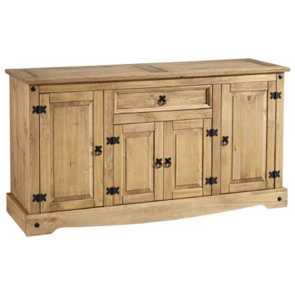 An Image of Corona Pine 4 Door 1 Drawer Sideboard Natural