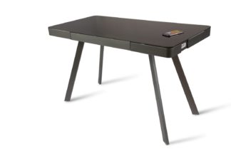 An Image of Koble Silas Wireless Charging Glass Desk - Charcoal