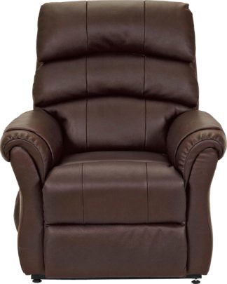 An Image of Argos Home Warwick Leather Power Recliner Chair - Dark Brown
