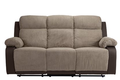 An Image of Argos Home Bradley 3 Seater Fabric Recliner Sofa - Natural