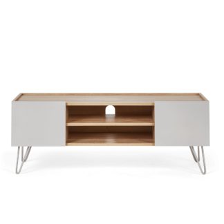 An Image of Penelope Dove Grey TV Stand Grey and Brown