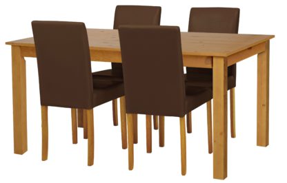 An Image of Habitat Ashdon Solid Wood Table & 4 Chocolate Chairs