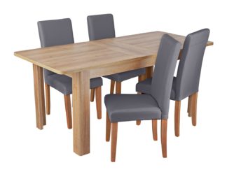 An Image of Habitat Miami Curve Extending Table & 4 Charcoal Chairs