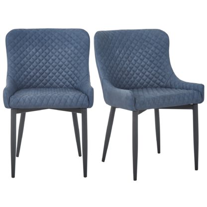 An Image of Montreal Set of 2 Dining Chairs Navy PU Leather Navy