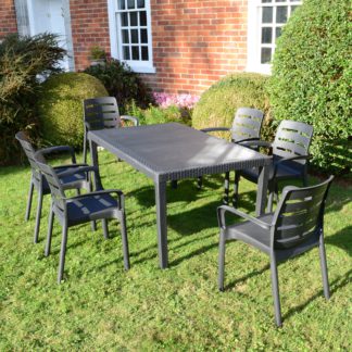 An Image of Trabella Salerno 6 Seater Dining Set with Siena Chairs Grey