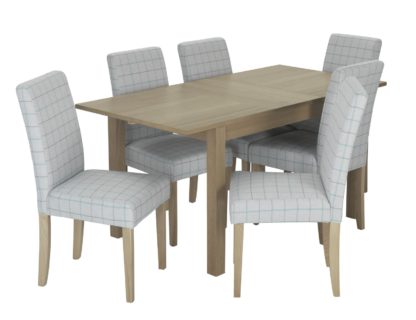 An Image of Habitat Clifton Extending Table & 6 Chairs - Light Grey