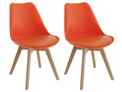 An Image of Habitat Jerry Pair of Fabric Dining Chair - Orange