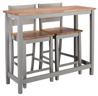 An Image of Habitat Chicago Bar Table and 2 Stools - Grey