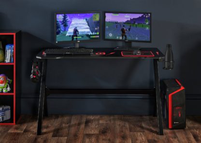 An Image of Virtuoso Velar LED Gaming Desk - Black