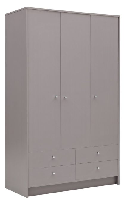 An Image of Habitat Malibu 3 Door 4 Drawer Wardrobe - Grey