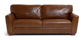 An Image of Habitat Milford 4 Seater Leather Sofa - Tan