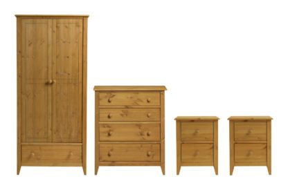 An Image of Colorado 4 Piece 2 Door Wardrobe Set - Pine