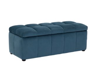 An Image of Argos Home Maisie Large Velvet Ottoman - Blue