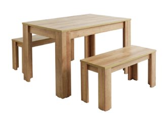 An Image of Habitat Miami Oak Effect Dining Table & 2 Benches