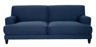 An Image of Habitat Askem 3 Seater Fabric Sofa - Blue
