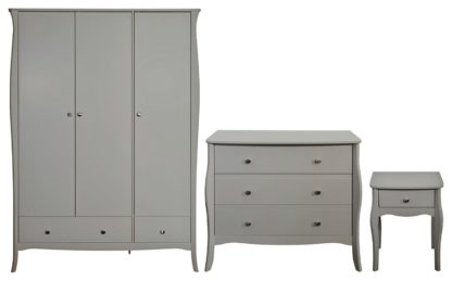 An Image of Amelie 3 Piece 3 Door 2 Drawer Wardrobe Set -Grey