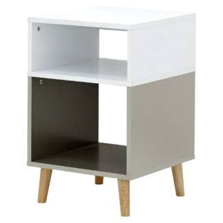 An Image of Delta Lamp Table - White & Grey