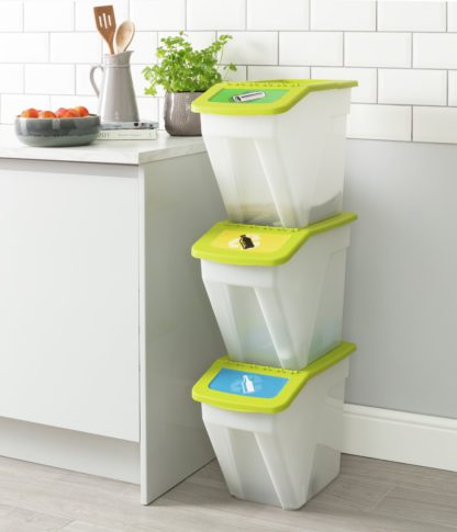 An Image of Curver 34 Litre Plastic Recycling Bins - Set of 3
