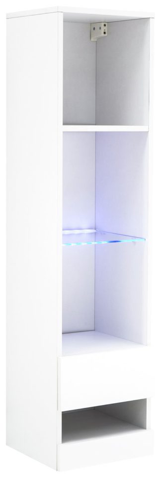 An Image of Galicia 4 Shelf Wall Mounted LED Bookcase - White