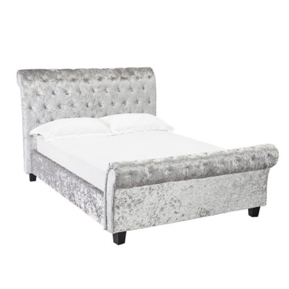 An Image of Isabella Velvet Bed Frame Silver