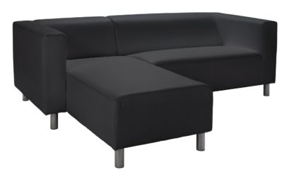 An Image of Habitat Moda Compact Left Corner Faux Leather Sofa -Black