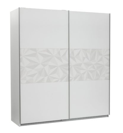 An Image of Habitat Holsted Large Sliding Wardrobe -White & Geometric