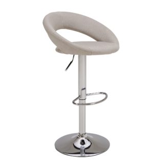 An Image of Knox Bar Stool Natural Fabric Grey and Silver