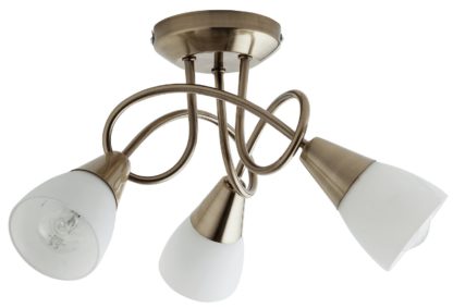 54617899837971de282790773093c3b2c57b01358f2afd39511e9f7a0f08a503.jpg An Image of Argos Home Curico 3 Light Glass Ceiling Light -Antique Brass